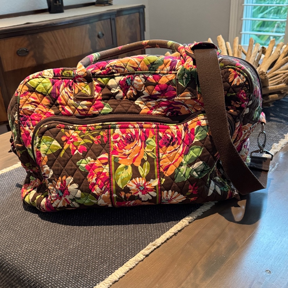 Vera Bradley Floral Quilted Weekender Duffel Travel Bag - English Rose